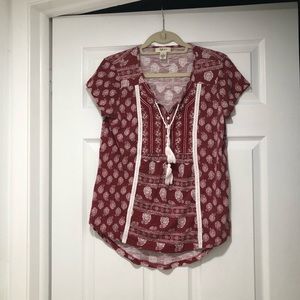 Style & co woman red short sleeves, S, printed